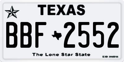 TX license plate BBF2552