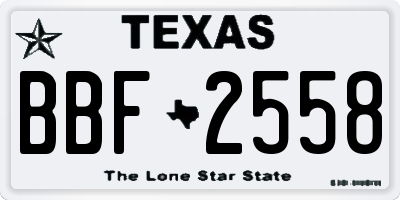 TX license plate BBF2558