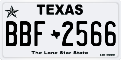 TX license plate BBF2566