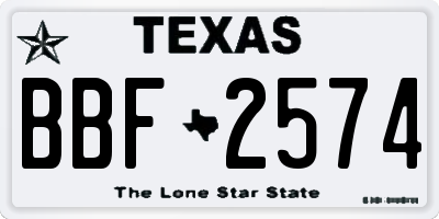 TX license plate BBF2574