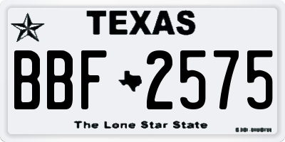 TX license plate BBF2575