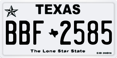 TX license plate BBF2585
