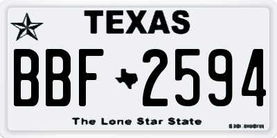 TX license plate BBF2594