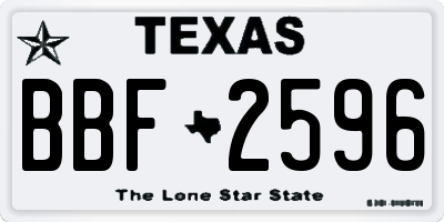 TX license plate BBF2596