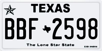 TX license plate BBF2598