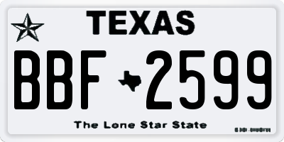 TX license plate BBF2599