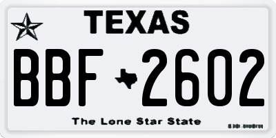 TX license plate BBF2602