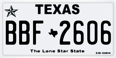 TX license plate BBF2606