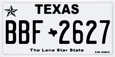 TX license plate BBF2627
