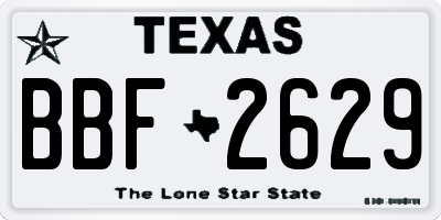 TX license plate BBF2629