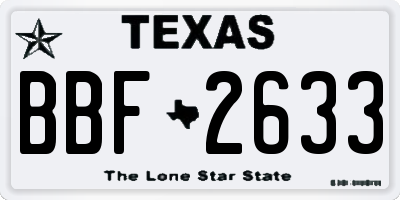 TX license plate BBF2633