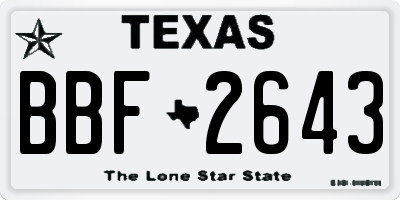 TX license plate BBF2643