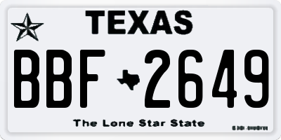TX license plate BBF2649