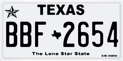 TX license plate BBF2654
