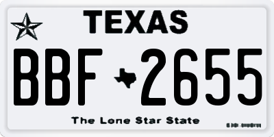TX license plate BBF2655
