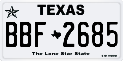 TX license plate BBF2685
