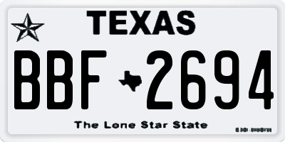 TX license plate BBF2694