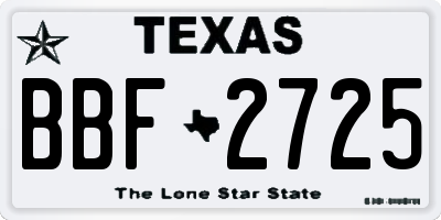 TX license plate BBF2725