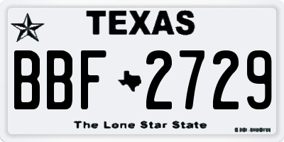 TX license plate BBF2729