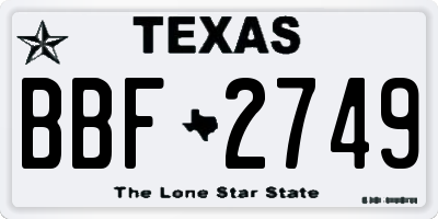 TX license plate BBF2749