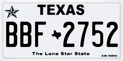 TX license plate BBF2752