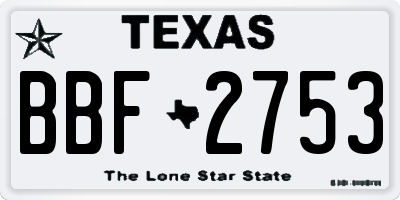 TX license plate BBF2753