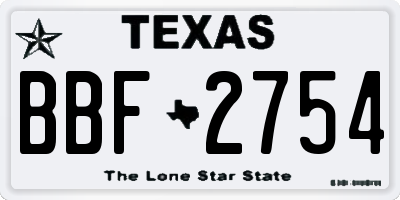 TX license plate BBF2754