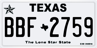 TX license plate BBF2759