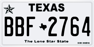 TX license plate BBF2764