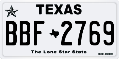 TX license plate BBF2769