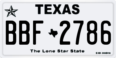 TX license plate BBF2786