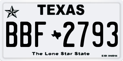 TX license plate BBF2793