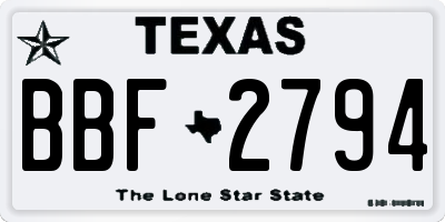 TX license plate BBF2794
