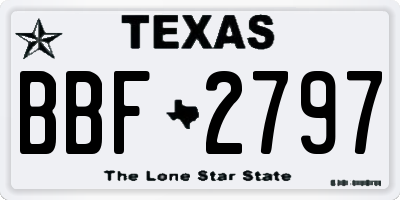 TX license plate BBF2797