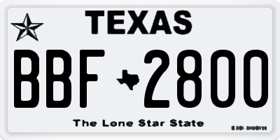 TX license plate BBF2800