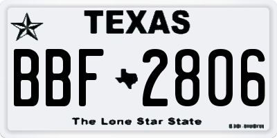 TX license plate BBF2806