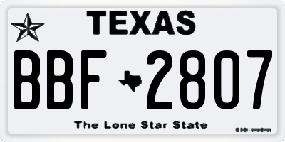 TX license plate BBF2807
