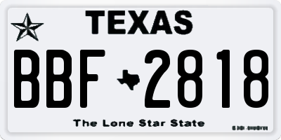 TX license plate BBF2818