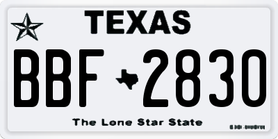 TX license plate BBF2830