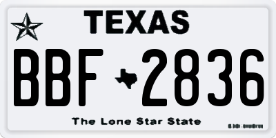 TX license plate BBF2836