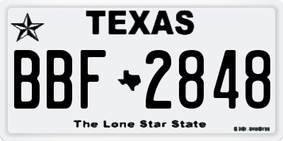 TX license plate BBF2848