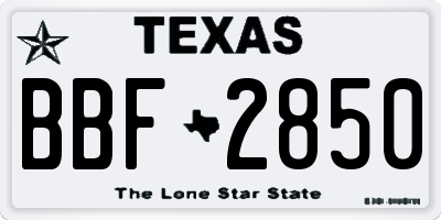 TX license plate BBF2850