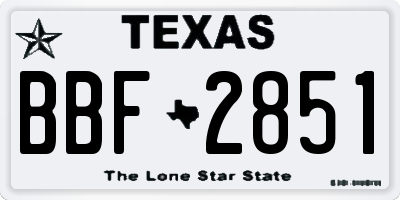 TX license plate BBF2851