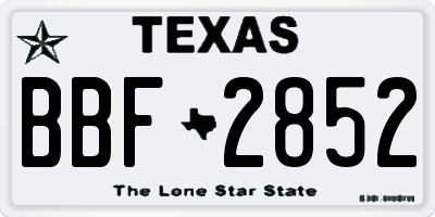 TX license plate BBF2852