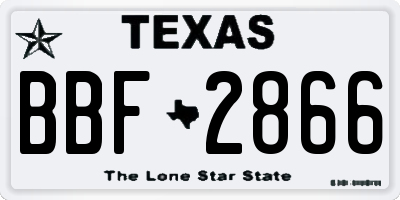 TX license plate BBF2866