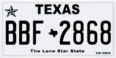 TX license plate BBF2868