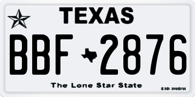 TX license plate BBF2876