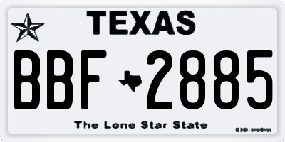 TX license plate BBF2885
