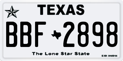 TX license plate BBF2898
