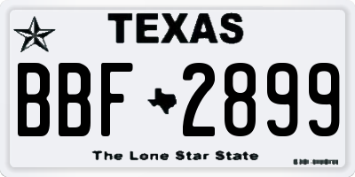 TX license plate BBF2899
